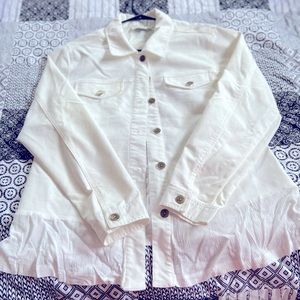 White Jean jacket with lace back panel